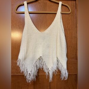 Knit tank. Cream color. Concert top. Pair with denim shorts and cowgirl boots!